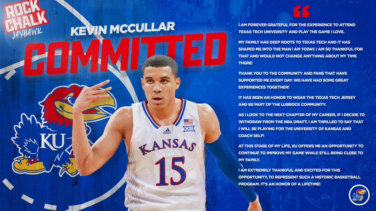 Basketball player Kevin McCullar hits a three-point basket for Kansas