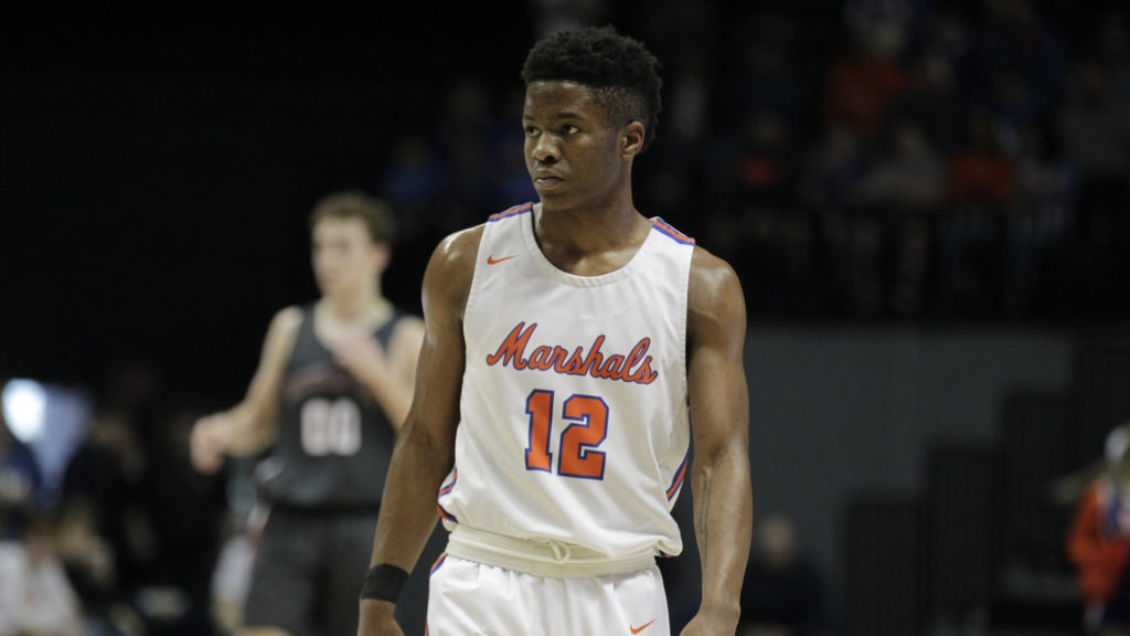 Basketball player Zion Harmon plays a high school basketball game