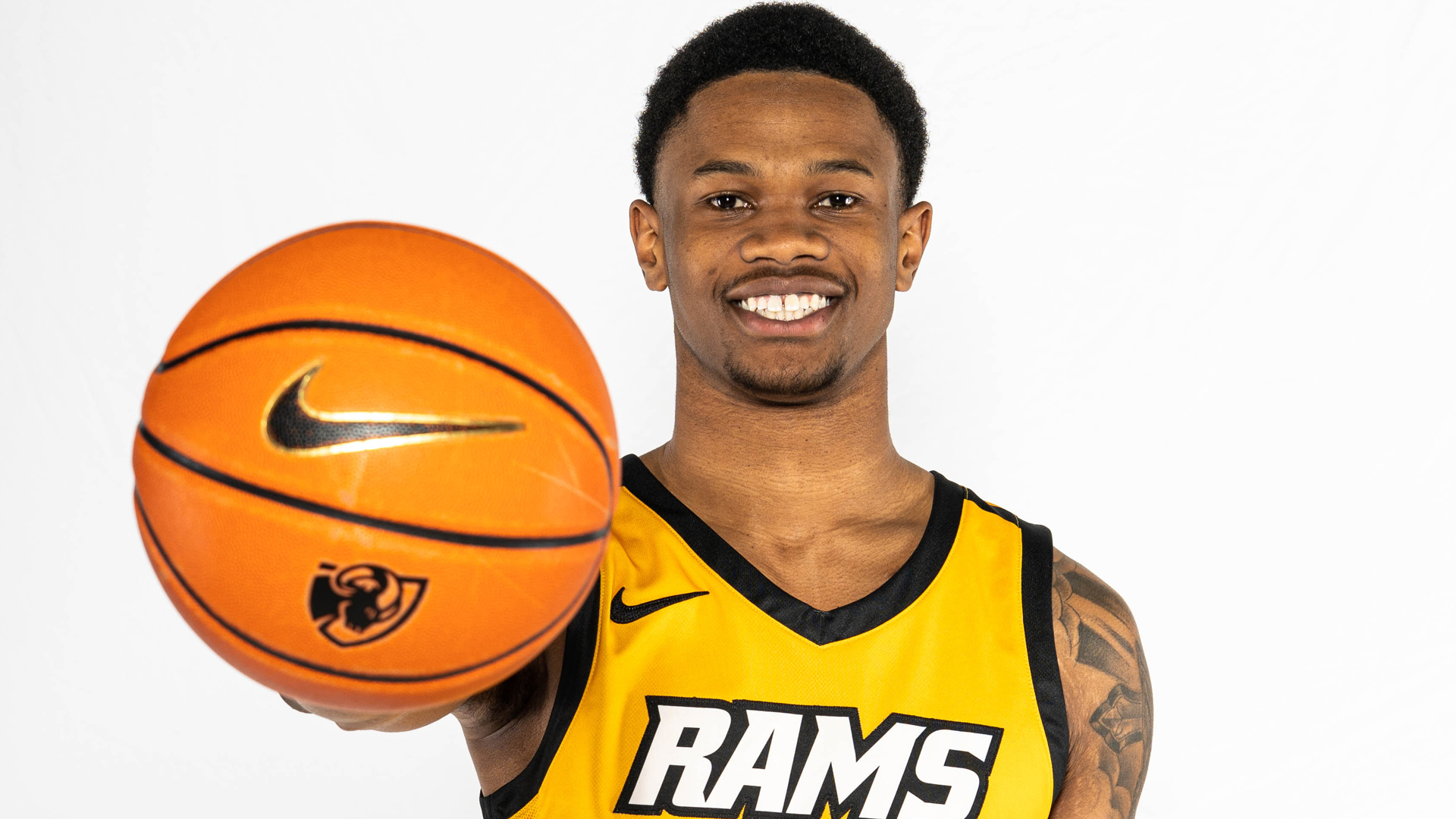 Zeb Jackson poses for a photo at VCU media day