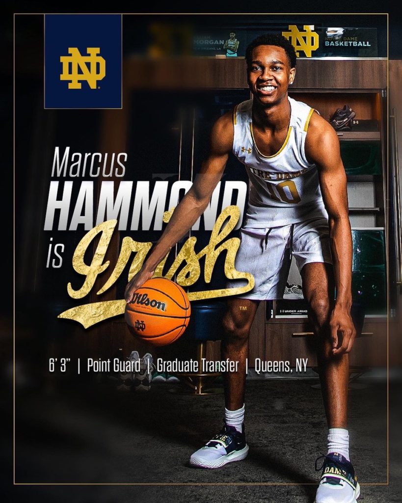 Notre Dame basketball guard Marcus Hammond is bound for a big year in ACC basketball.